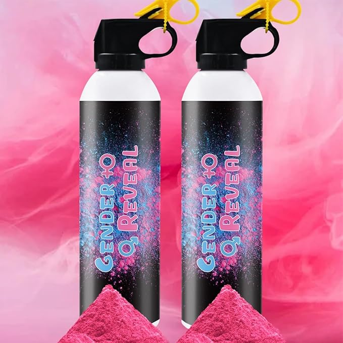 Gender Reveal Fire Extinguisher Blue or Pink Large Gender Reveal Smoke Powder 2Pack Fire Extinguisher Baby Gender Reveal Powder Smoke for Gender Reveal Ideas Boy or Girl Powder Colored for Party Decor