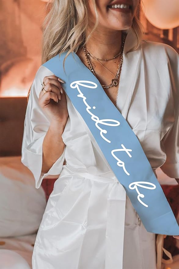 LADY&HOME Blue Bride To Be Sash,Bachelorette Party Decorations,Bach Supplies,Bridal Shower Gift,Something Blue Bride To Be Gift