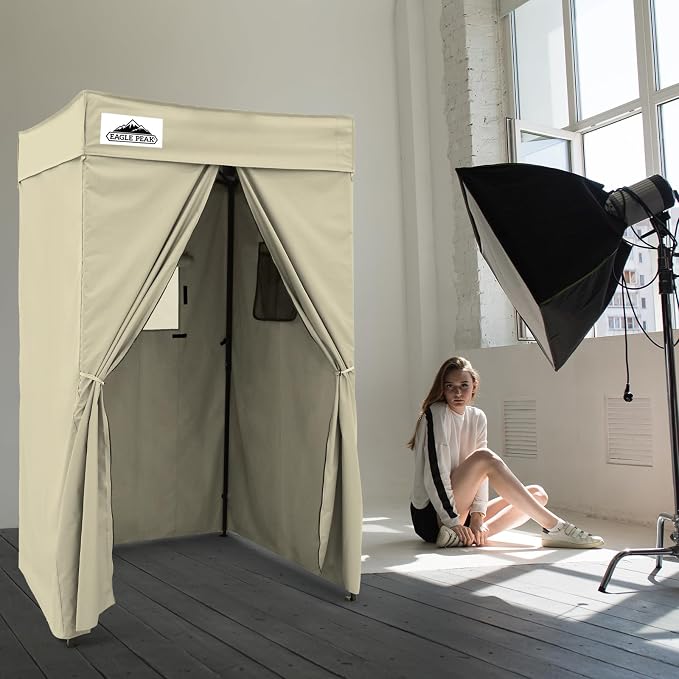 EAGLE PEAK 4x4 Pop Up Changing Tent, Flat Top Changing Room, Cream | Portable, Privacy Tent, Pool Cabana, Dressing Room, Shower & Toilet Use, Opaque Fabric, Instant Setup, Photoshoots, Camping