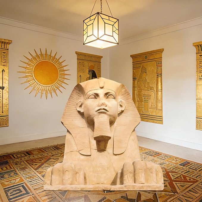 3.8 Ft Sphinx Cardboard Cutout Life Size Egyptian Statue Standee Ancient Egypt Stand Up Backdrop Props for Egyptian Theme Party Decor Indoor Outdoor Classroom Museum Events Photo Booth
