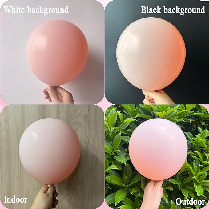 Pink09 Double Stuffed Cream Peach Pink Balloons Different Sizes 18/12/10/5 Inch, Double Stuffed Pastel Pink Balloon Arch Garland for Boho Party, Baby Shower, Birthday, Weddings(Peachy Cream)