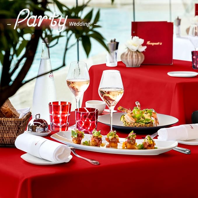 10 Pack Red Tablecloths for 6 Foot Rectangle Tables 60 x 102 Inch Red Table Cloth Rectangle Table 6ft Tablecloth Linen Polyester Fabric Washable Tablecloths for Parties Wedding Banquet