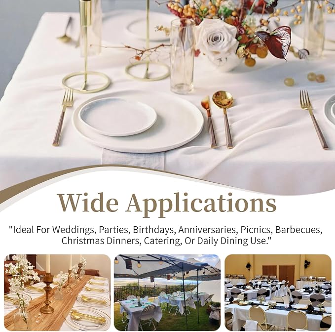 10 Pack White Table Cloth Rectangle Table Cloths for 6 Foot Rectangle Tables 60 X 102 Inch Washable Polyester Table Covers, Reusable & Wrinkle Resistant for Weddings, Parties, Events, and Daily Use