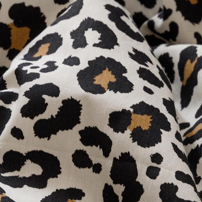 KAREVER Leopard Print Comforter King Cotton Black White Cheetah Bedding Set Animal Lepard Print Bedding Blanket King