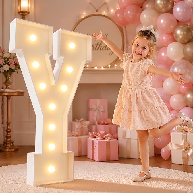 imprsv 4FT Marquee Light Up Letters for Birthday Party Decorations Marquee Letters for Marry Me Wedding Event Baby Shower Anniversarty Party Decor,Letter Y