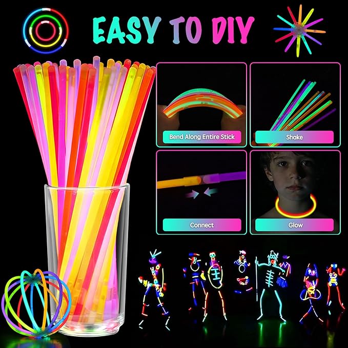 248Pcs Glow in the Dark Party Supplies, Light Up Toys Set with Glow Sticks, Glow Rings, Light Up Glasses, Glow Party Favors for Kids, Birthday Gifts, Classroom Prizes (Style1)