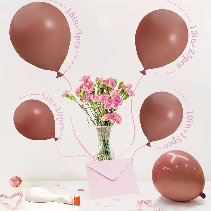 Double Stuffed Dusty Pink Balloon Arch, 53pcs (18/12/10/5 Inch) Pastel Blush Pink Balloons, Boho Party, Baby Shower, Birthday, Weddings