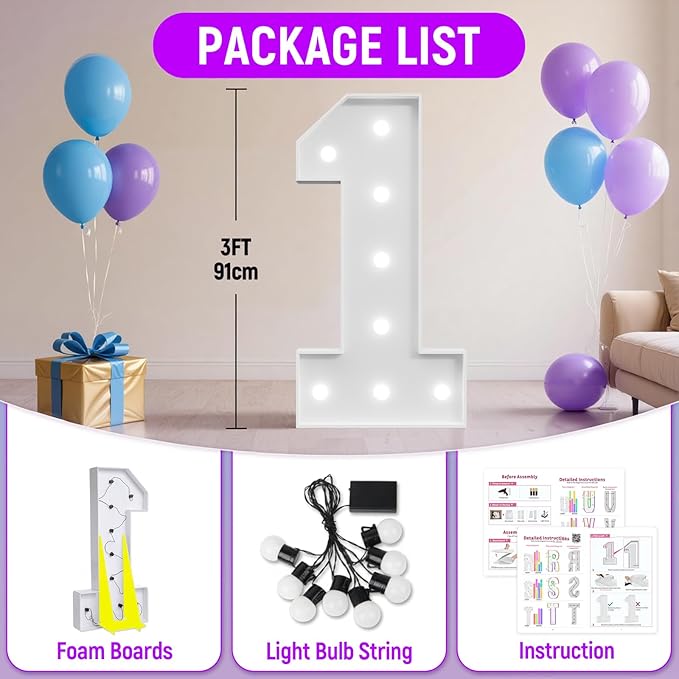 3FT Marquee Numbers 15 with Lights, Large Light Up Numbers Sign for 15th Birthday Party Decorations Backdrop, Anniversary Cardboard Big Mosaic Number 15