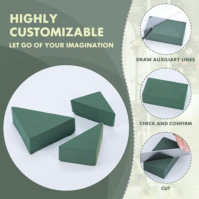 GNRZZT 20 PCS Floral Foam Blocks, 5.5"L x 3.1"W x 1.7"H Green Dry & Wet Flower Foam for Fresh and Artificial Flowers, Plant Foam for Wedding, Birthdays, Pary, Home Decorations