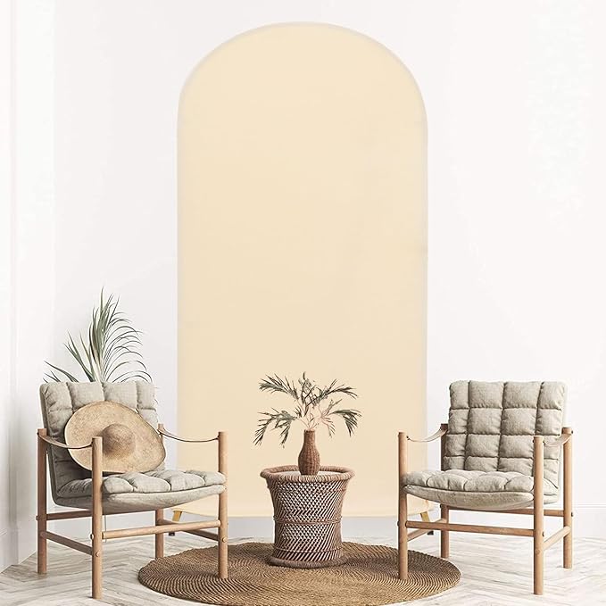 FOTSHARER Wedding Arch Cover Beige Arch Cover Backdrop Fabric 7.2FT Arch Cover Stretchy Backdrop for Balloon Arches Backdrops Spandex Fitted Arched Stand Covers for Reception Ceremony Decorations