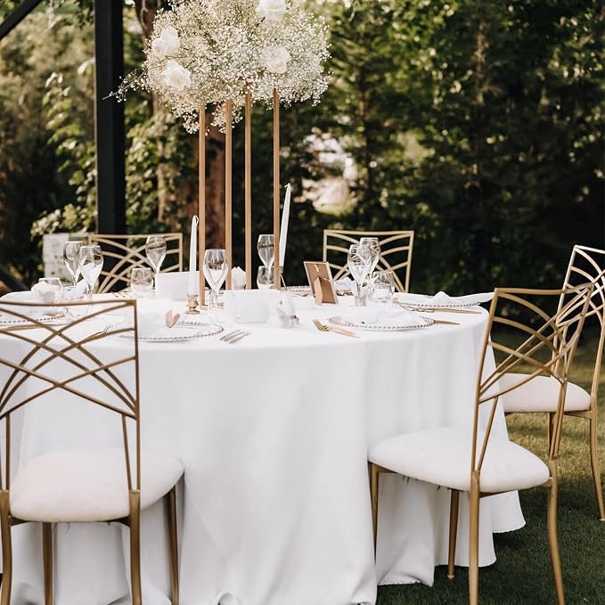 10Pack White Round Tablecloth 90 inch White Table Cloth, Washable Round Table Cloth Polyester Table Cover for Dining Wedding Banquet Party