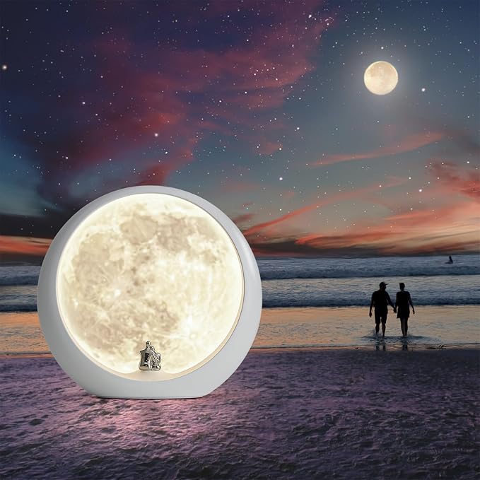 mamre Super Moon Night Light - Dimmable Table Lamp for Home Decor Unique Couple's Gift for Anniversaries, Weddings, Valentine's Day, and Christmas
