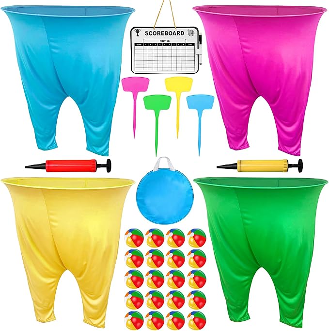 Granny Pants Yard Game, Granny Pants Party Game with Oversized Pants Bouncy Balls Ground Stakes Storage Bag and Air Pumps, Outdoor Tossing Games for Adults Family Carnival Party Reunion Gathering