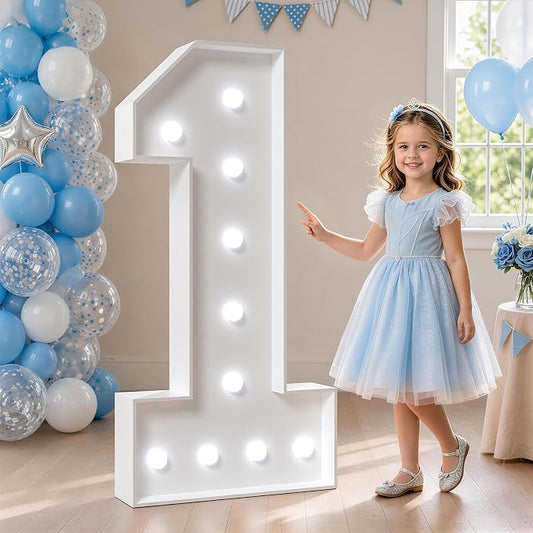 4FT Marquee Numbers, Light Up Numbers 1 With Cool Light, Large Numbers for 1st 21st Birthday Party Decorations, Anniversary Decor DIY Kit