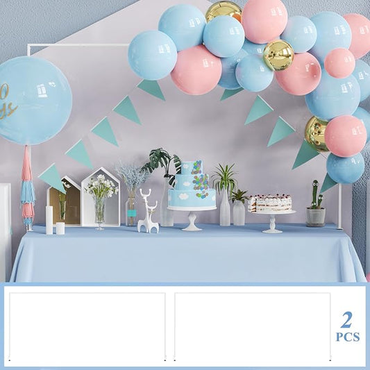 Fomcet Set of 2 Over The Table Rod Stand with Clamps 13"-42'' Tall 29"-98" Length White Metal Adjustable Table Arch Stand for Wedding Birthday Party Anniversary Decoration