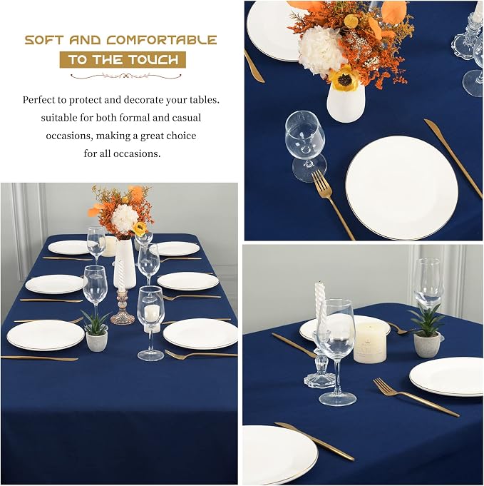 Showgeous 12 Pack Table Cloth Navy Blue Tablecloth 60 x 102 Inch Table Clothes for 6 Foot Rectangle Tables, Wrinkle Resistant Washable Polyester Table Cover for Wedding Parties Banquet