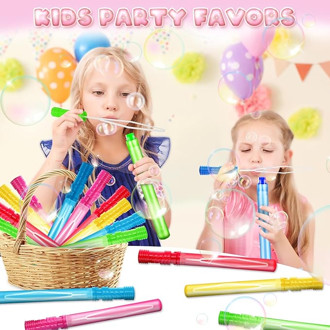 AuroTops 48PCS 15'' Big Bubble Wands Bulk, Assorted Colors Bubble kit, Bubble Party Favor for Kids, Summer Indoor/Outdoor Activities, Easter, Goodie Bags, Birthday, Carnival Prizes, Wedding