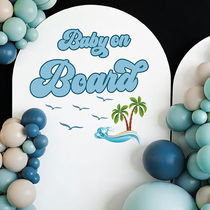 Baby On Board Baby Shower Decorations - Baby On Board Decal Sign for Balloons Arch Backdrop, Baby Shower Decorations for Girl, Blue First Birthday Decoration for Boys, Gender Reveal Sign Wall Decal