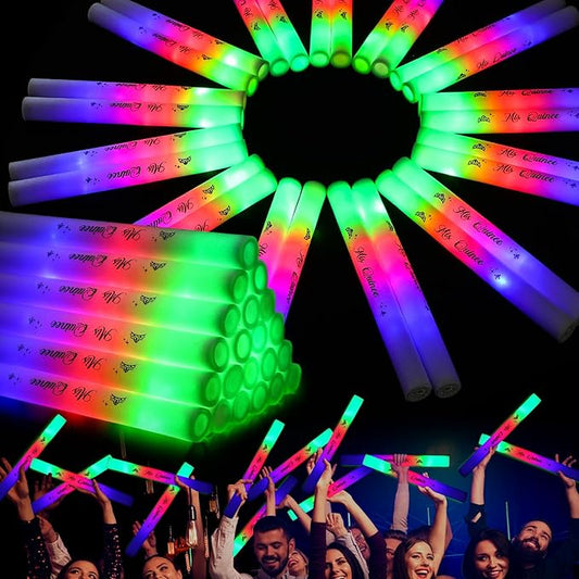 Silipull Quinceanera Party Favors Glow Sticks Foam Light up LED Sticks Foam Light Wands with 3 Modes Colorful Flashing Quinceanera Decor for 15th Birthday Mis Quince Anos Guest Dance Concert