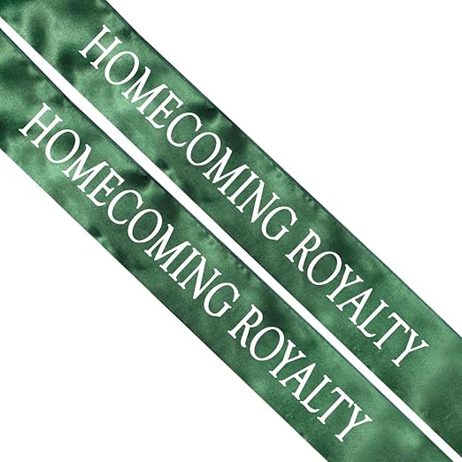 Anderson's Green Satin Homecoming Royalty Sash Set, Elegant 3" x 72" Sashes with White Imprint for Homecoming Night Coronation and School Events, 2‑Piece Set
