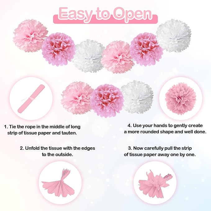 Graduation Party Decorations Pink, Congrats GRAD Banner Paper Pompoms Pink Fringe Curtain Backdrop Star Foil Balloons Pink White Latex Balloon for Graduation Class of 2026 Decorations