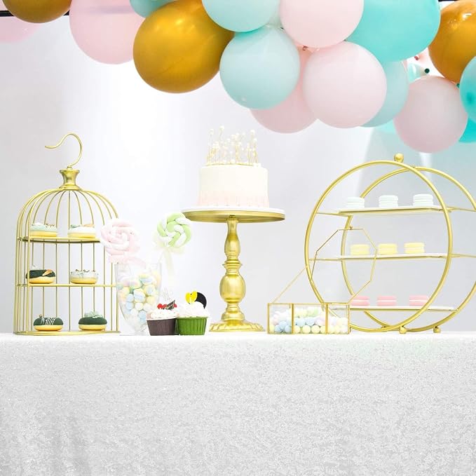 Sequin Tablecloth 132 inch Round Sparkly Table Cover Glitter Table Overlay for Party Dinner Festival Wedding Exhibition Dessert (White)