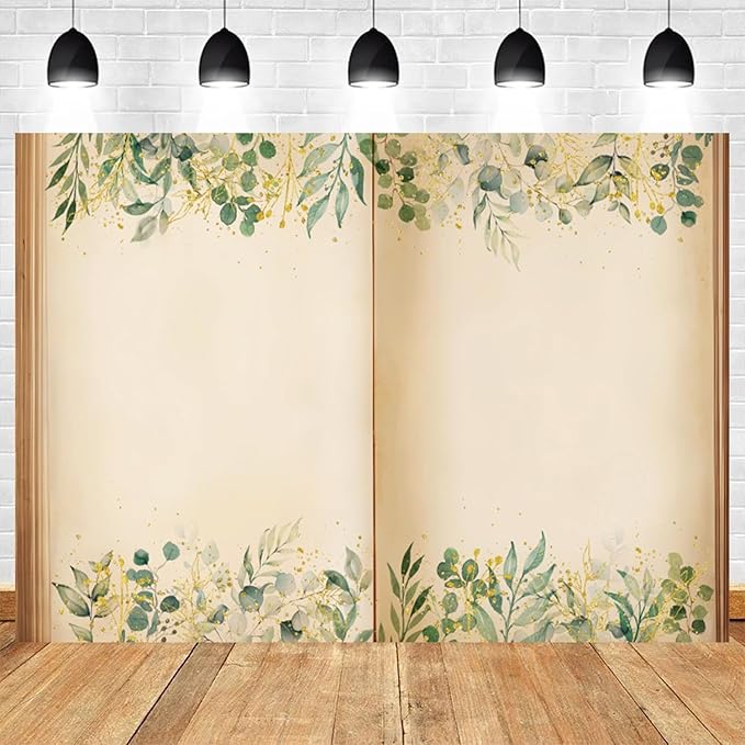 12x10ft Fairy Tale Books Backdrop Once Upon a Time Storybook Photography Background Green Leaves Foliage Old Open Magic Book Romantic Wedding Decorations Birthday Baby Shower Photo Booth Prop
