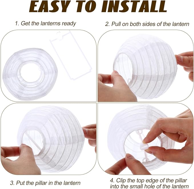 Treela 30 Pack White Chinese Japanese Paper Lanterns Decorative Hanging Round Paper Lantern Lamps for Wedding Birthday Party Decorations (4 Inch)
