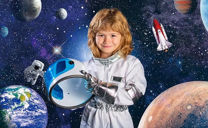CGXINS 10x8ft Outer Space Backdrop for Baby Kids Astronaut Themed Birthday Party Decoration Supplies Universe Galaxy Stars Newborn Baby Shower Photo Background Photography