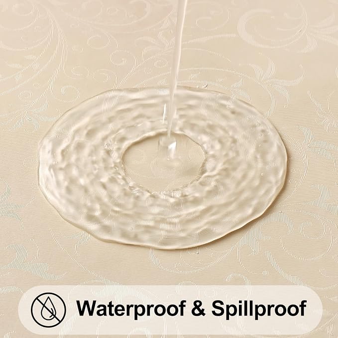 Smiry Rectangle Table Cloth, Waterproof Heavy Duty Vinyl Tablecloths, Wipeable Washable Table Cover for Kitchen and Dining Room (Cream, 60" X 102")