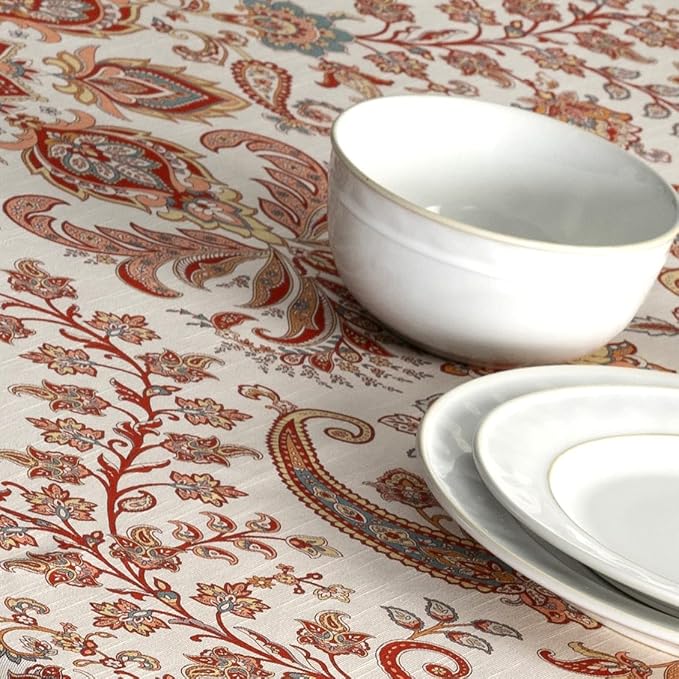 Maison d' Hermine Table Cloth Rectangle Table 100% Cotton 70 x 90 Inches Fall Tablecloth Reusable Everyday Use for Thanksgiving Christmas Decorations Dining Farmhouse Party (Cachemire)