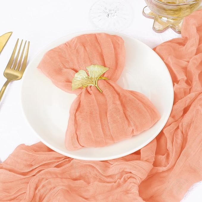 DeZerlor 20 Pack Peach Cheesecloth Napkins Spring Cloth Napkins Set of 20 Dinner Napkins Bulk 21x21 Inches for Wedding Bridal Shower Baby Shower Parties