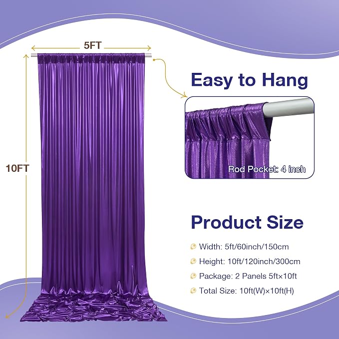 10x10 Wrinkle Free Purple Sequin Backdrop Curtain for Parties-Thick Not Fall-Off Glitter Backdrop Drapes-2 Panels 5x10ft Shimmer Photo Back Drop Cloth for Wedding Birthday Photography Background