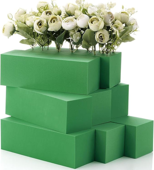 Lallisa 12 Pcs Reusable Floral Foam Blocks Water Weather Resistant Dry Floral Foam for Artificial Flower Arrangements Outdoor Flower Boxes Hanging Planters Wedding Home Decor (9 x 3 x 3",Green)