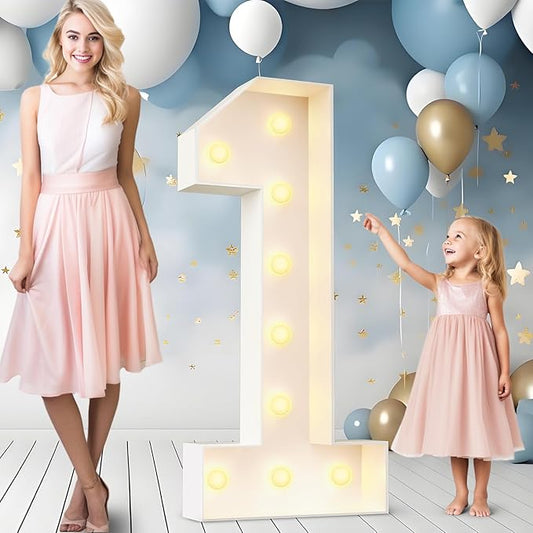Ledido 4FT Marquee Light Up Numbers 1, Easy to Assemble Marquee Numbers 4 Feet Tall for Indoor & Outdoor Events, Large Lighted Number for Birthday Graduation Baby Shower Anniversary Party Decorations