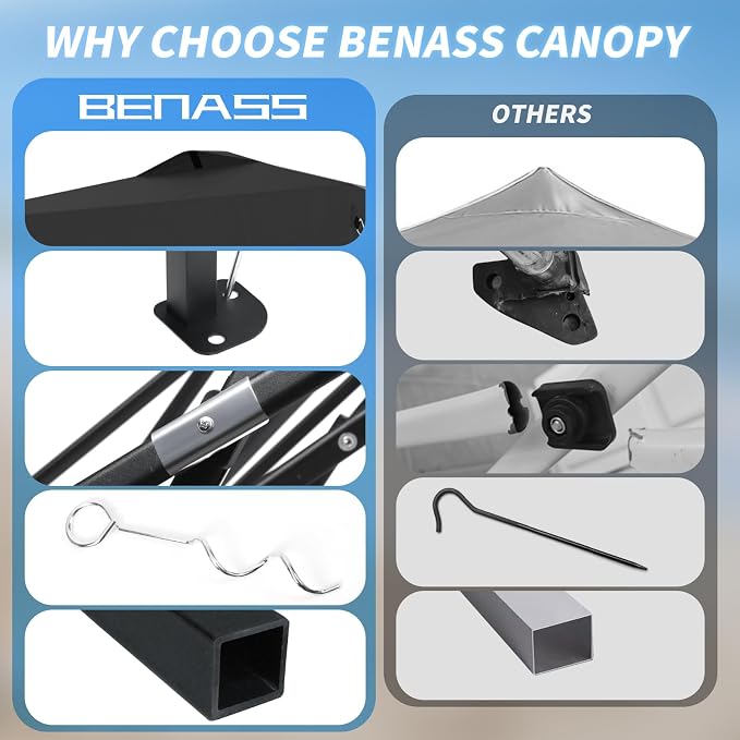 10x10 Pop Up Canopy, Easy Up Canopy Tent, Heavy Duty Tents for Parties, One Person Easy Set Up Event Tent, Black