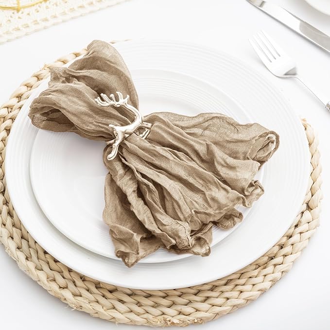 60 Pack Sand Cheesecloth Napkins 21x21 Inches Sand Cloth Napkins Set of 60 Washable Dinner Table Napkins for Wedding Rustic Boho Cotton Gauze Party Bridal Baby Shower Family Gathering Table Decor
