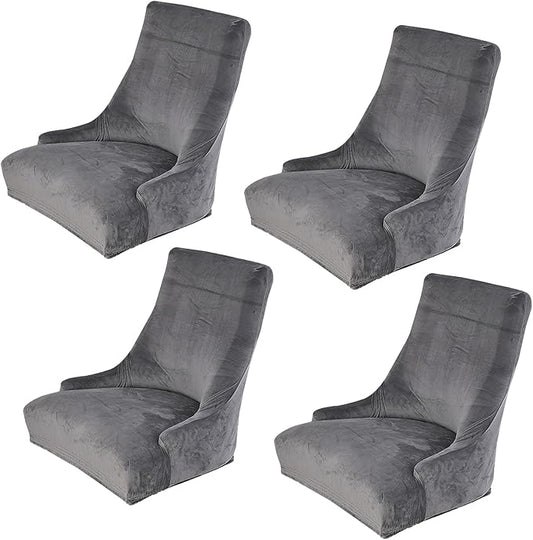 rismart Wingback Dining Chair Cover Stretch Removable Spandex Seat Slipcovers,Dark Grey_a 4 PCS