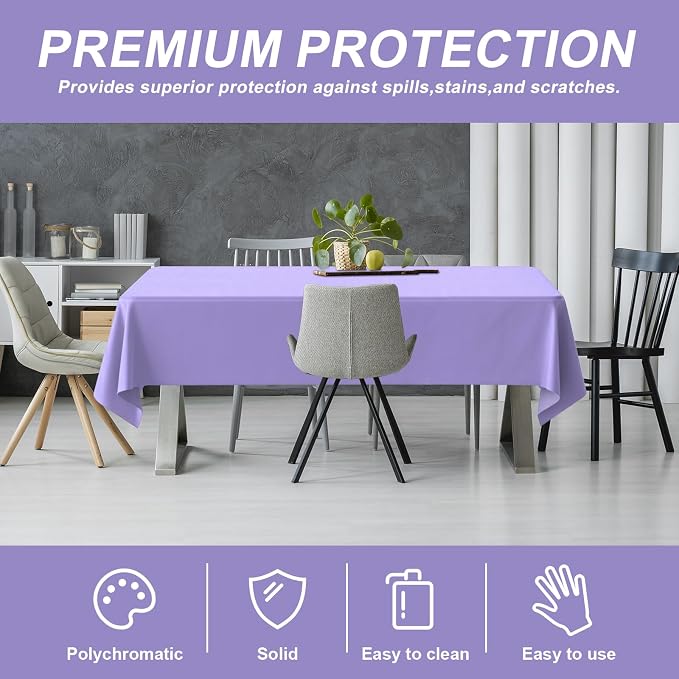 54IN X 160FT Plastic Table Cover Roll with Cutter Box, Cut to Size Plastic Table Cloths for Parties, Birthday, Disposable Tablecloth Roll for All Shape Tables (Light Purple, 54 Inch X 160 Feet)