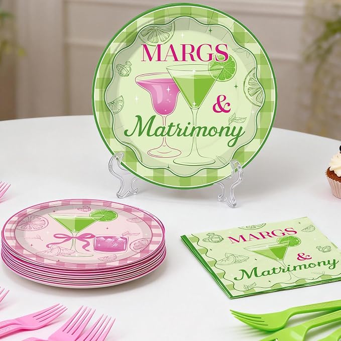 cocomigo 264pcs Margs and Matrimony Bachelorette for Bestie, Best Friend, Worry-free One-stop Set for 25 Guests, includes Balloon Arch Plates Tablecloth, Easy Setup for Margarita Bachelorette Party