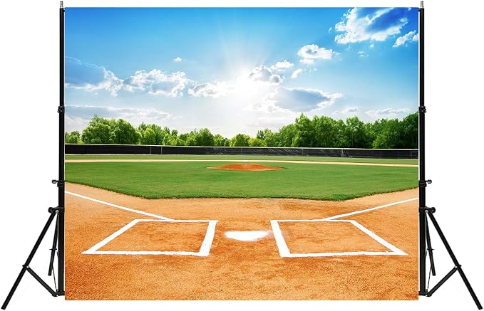 5x3ft Baseball Backdrop Baseball Field Stadium Photography Backgrounds for Sports Birthday Baby Shower Party Decor Baseball Theme Boys Students Adults Portrait Photo Booth Props