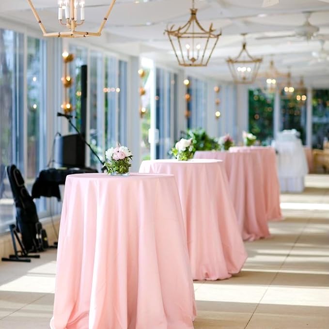 12 Pack Round Tablecloth 90 Inch - Pink Polyester Tablecloth for Round Table, Premium Pink Tableclothes Washable Fabric Table Cover for Wedding Party Banquet Restaurant Reception Dining