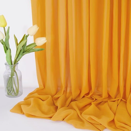 3 Yard Yellow Chiffon Fabric by The Yard, 58 Inch Wide Elegant Sheer Chiffon Fabric for Wedding Costume Sewing Clothing Crafting Table Runner DIY Project