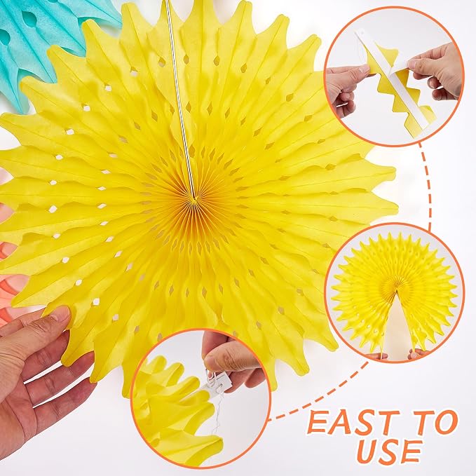 SUNBEAUTY Pack of 11 Peach Pink Yellow Mint Green Hanging Honeycomb Round Paper Fans for Birthday Baby Shower Bachelorette Anniversary Wedding Photo Booth Backdrop Party Decoration