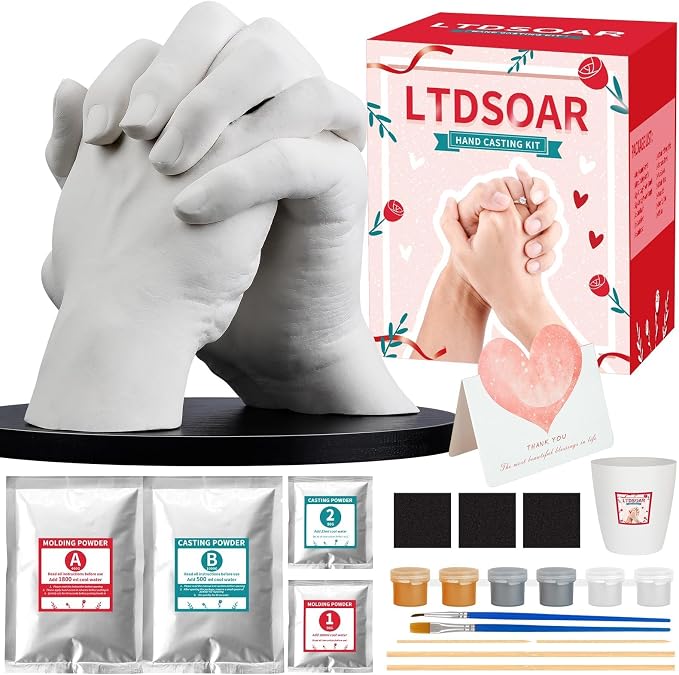 LTDSOAR Hand Casting Kit, Couples with Practice Kit, Hand Mold Kit for Women Men Engagement, Romantic Anniversary Wedding Birthday for Her or Him, Boyfriend Girlfriend Unique Bridal Shower Gift