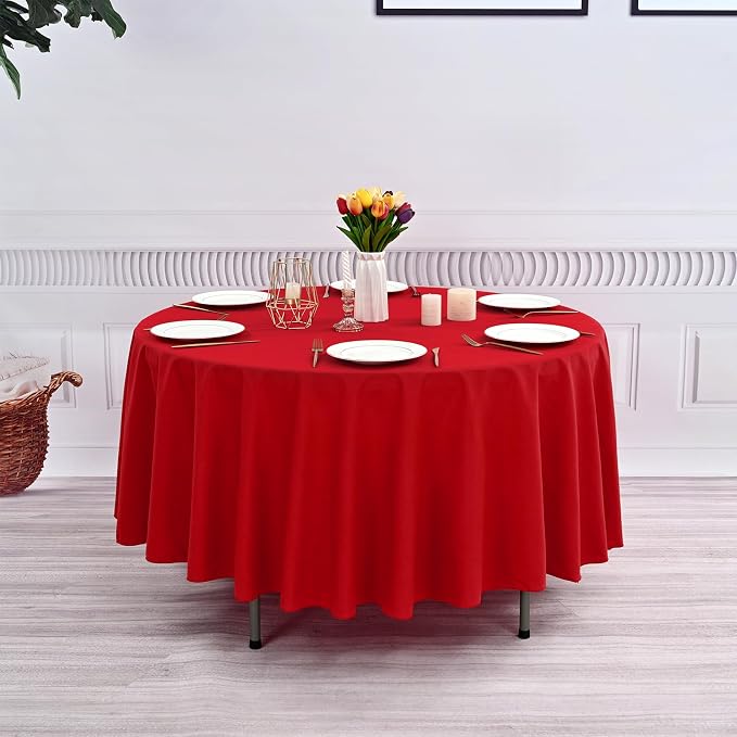 YMHPRIDE 6 Pack Round Tablecloth Red Table Cloth, 120 Inch Polyester Round Table Cloth,Red TableCloths Round Washable Fabric Table Covers for Wedding,Party,Dining,Banquet
