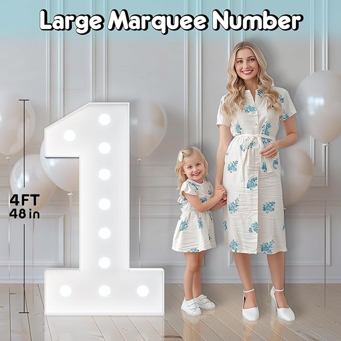 4FT Marquee Light Up Numbers, Marquee Numbers 4 Feet Tall with Cool White Light, Number 50 Light Up Number for Party 50th Birthday Anniversary Decorations
