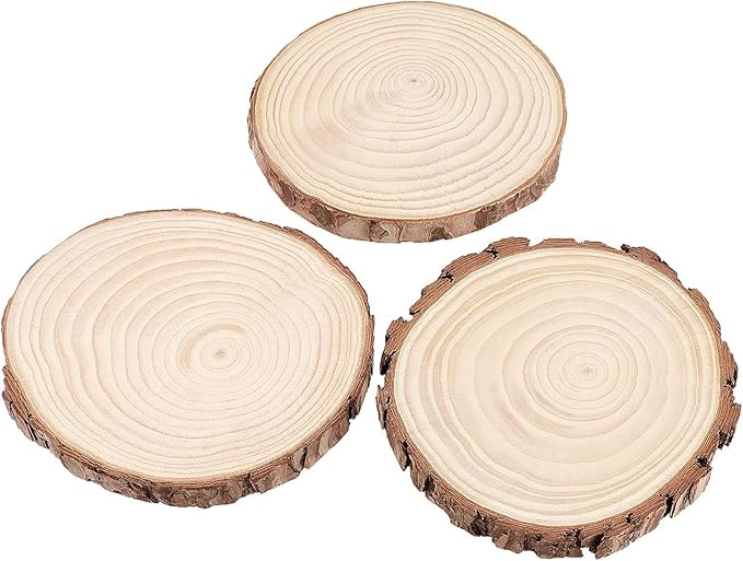 FUNSUEI 16 PCS 6-7 Inches Unfinished Natural Wood Slices, Natural Wood Coasters with Bark, Wooden Circles for DIY Arts and Crafts, Christmas Ornaments, Rustic Wedding Christmas Ornaments