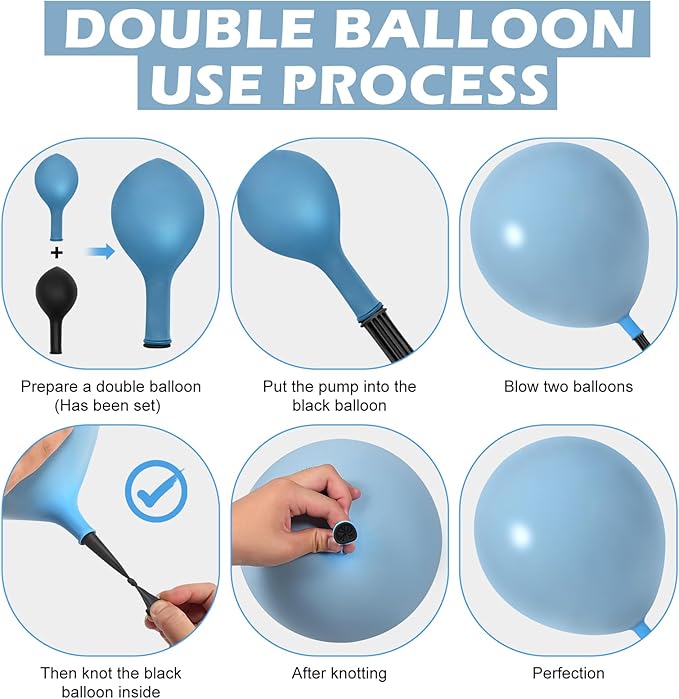 Dusty Blue Balloon Garland Kit–Double-Stuffed Dusty Blue, Pastel Blue, Sand White Balloons for Baby Showers, Weddings, and Birthday Party Decorations