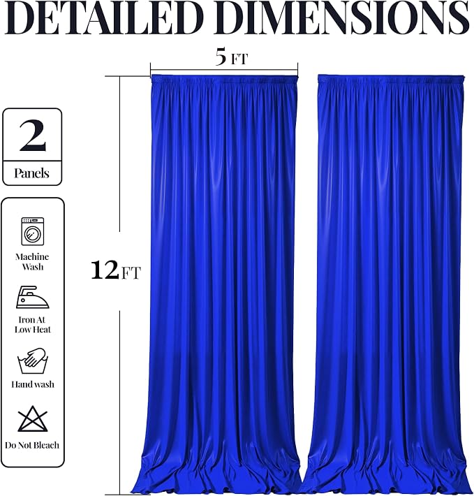 Royal Blue Glitter Backdrop Curtains - 10x12FT Satin Photo Backdrop, Wrinkle-Free Shimmer Back Drop Cloth Shiny Drapes for Photobooth Wedding Birthday Parties Photoshoot Background Decorations